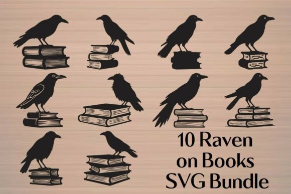 Download Raven on Books SVG Bundle - Premium Resources